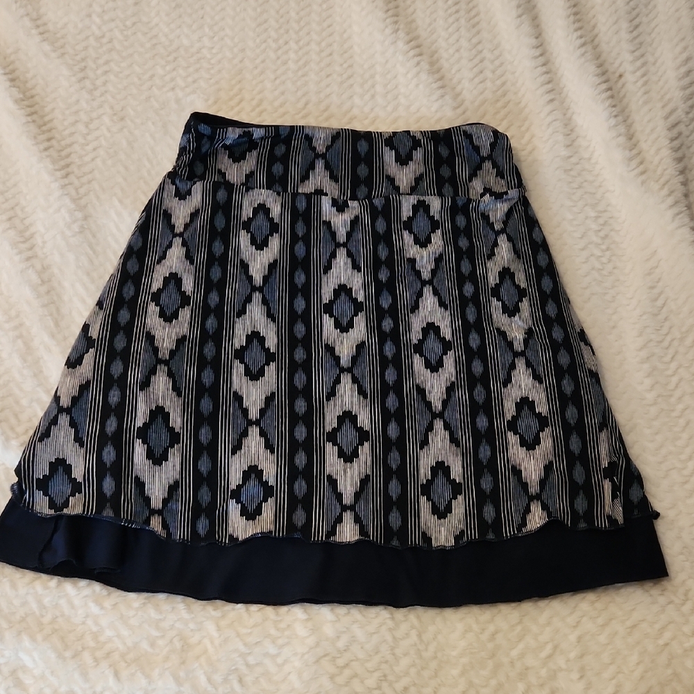 Patterned Blue-toned Abstract A-Line Women's Reversible Skirt